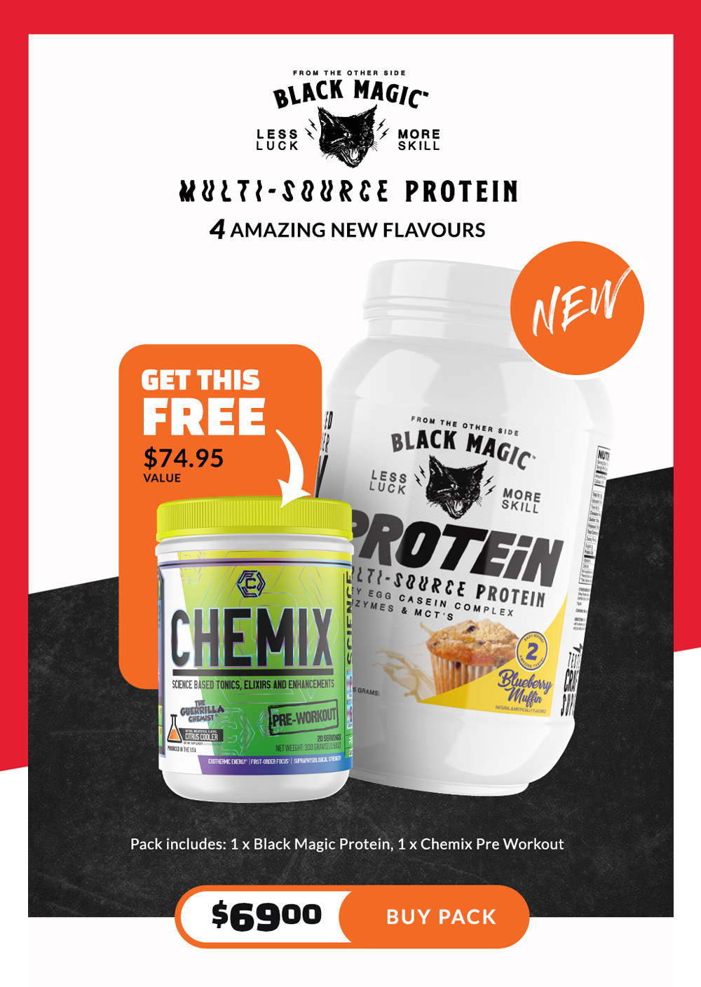 FREE Chemix Workout when you purchase the NEW Black Magic Protein