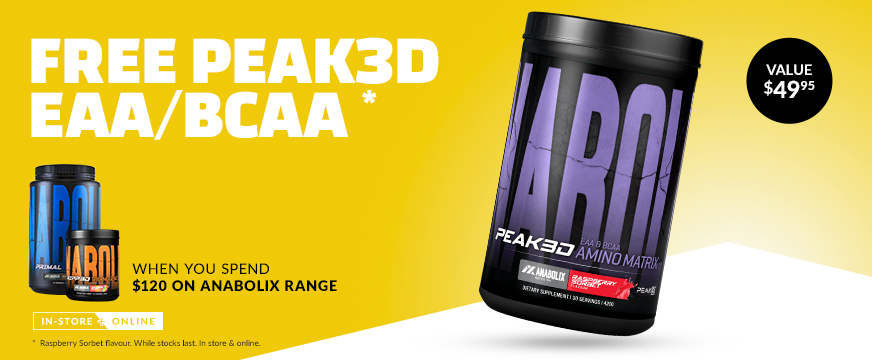 FREE Peak3d EAA/BCAA When You Spend $120 on Anabolix